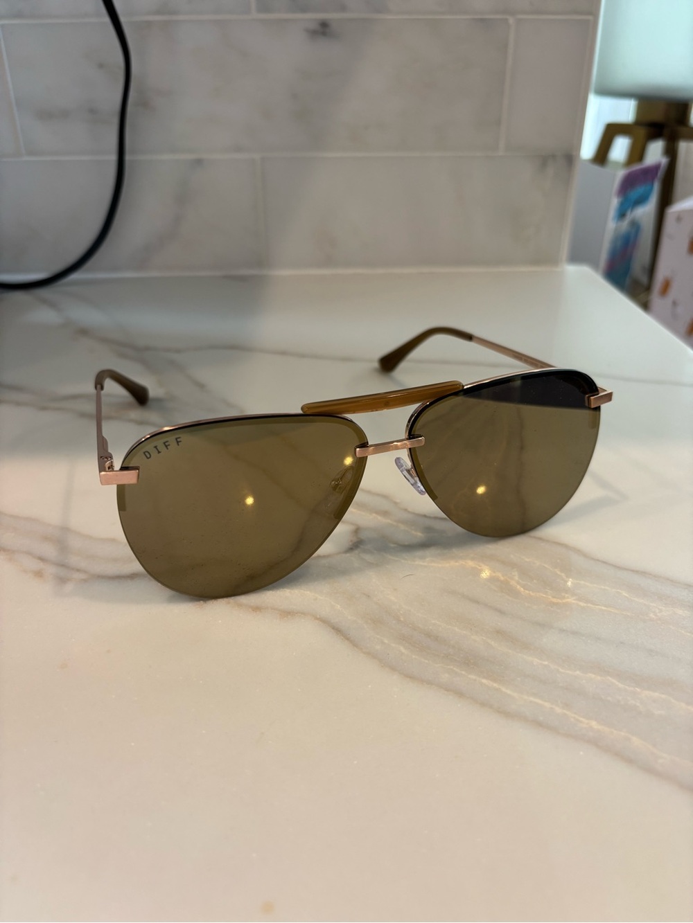 DIFF Eyewear Tahoe Brushed Gold Aviator Sunglasses Mirrored Polarized Womens - Picture 2 of 10